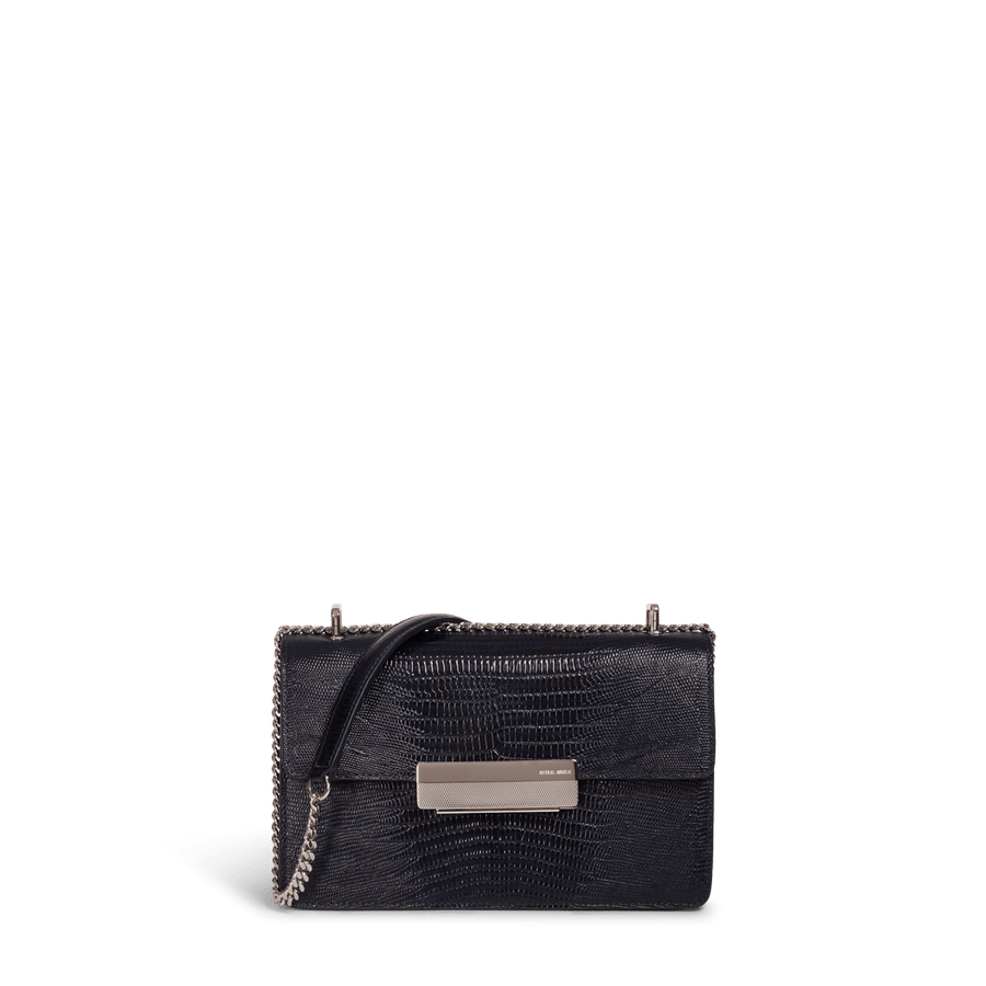 Alma Silver Edition - Cuir Embossé Lézard Bleu Nuit Ateliers Auguste