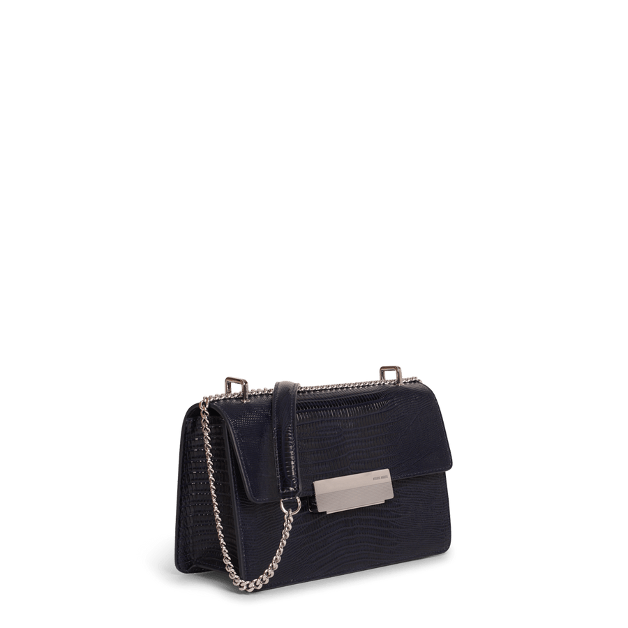 Alma Silver Edition - Cuir Embossé Lézard Bleu Nuit Ateliers Auguste