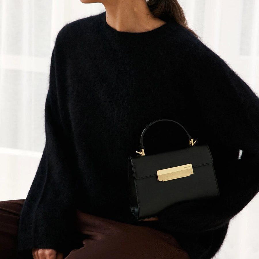 Mini Capucine Gold Edition - Cuir Box Noir Ateliers Auguste