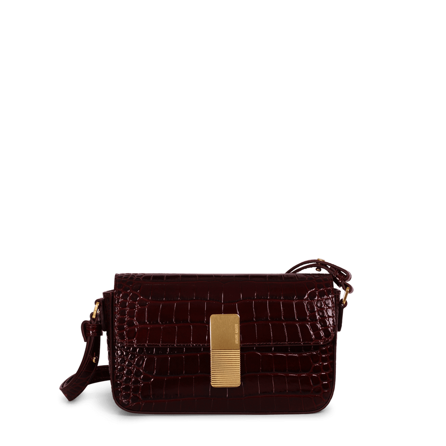 Monceau Baguette Gold Edition - Cuir Embossé Croco Bordeaux Ateliers Auguste