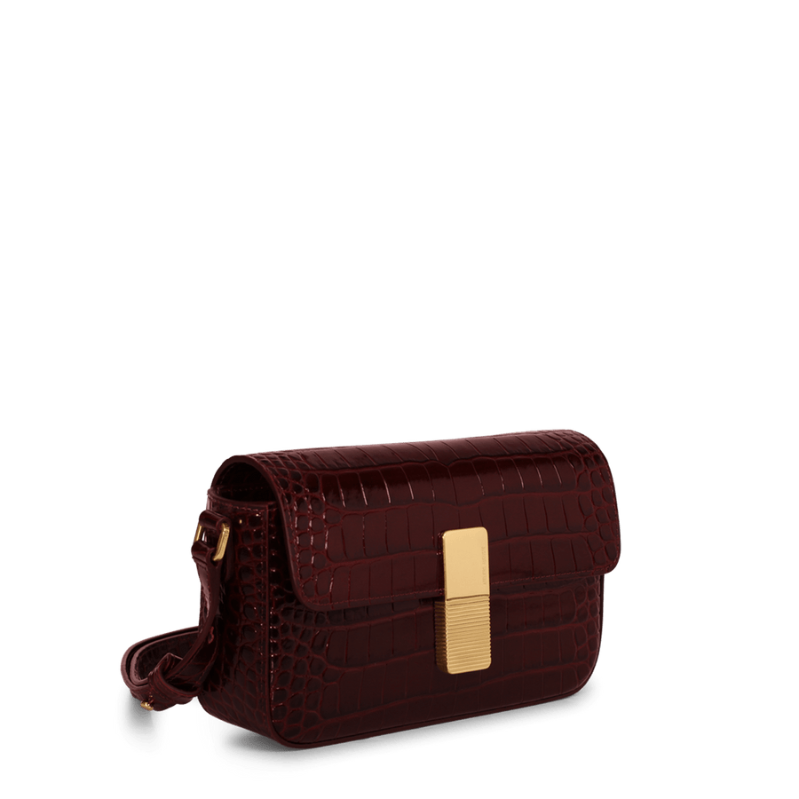 Monceau Baguette Gold Edition - Cuir Embossé Croco Bordeaux Ateliers Auguste