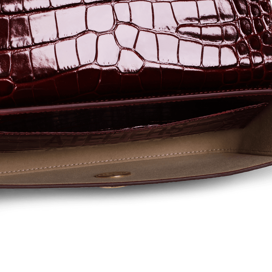Monceau Baguette Gold Edition - Cuir Embossé Croco Bordeaux Ateliers Auguste