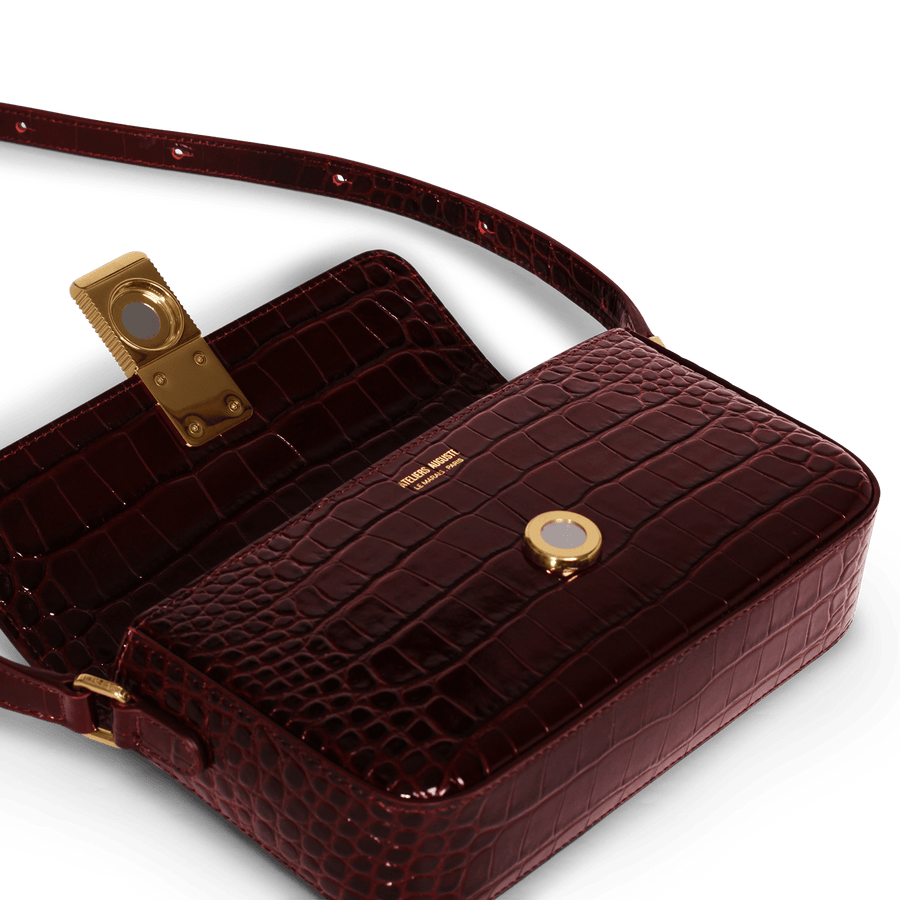 Monceau Baguette Gold Edition - Cuir Embossé Croco Bordeaux Ateliers Auguste