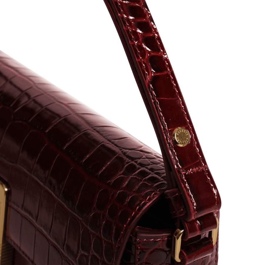 Monceau Baguette Gold Edition - Cuir Embossé Croco Bordeaux Ateliers Auguste