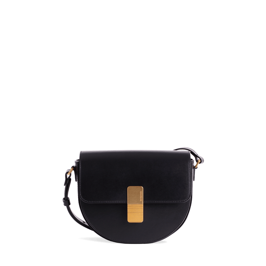 sac demi lune Sully Gold Edition - Cuir Box Noir Ateliers Auguste