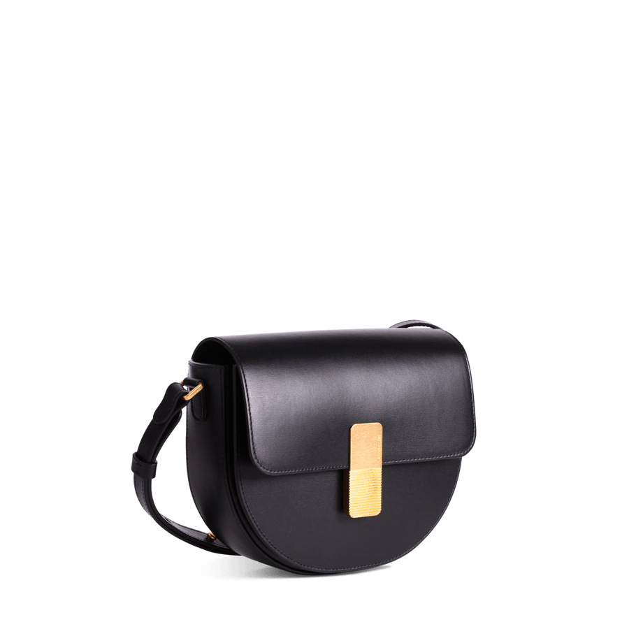 sac demi lune Sully Gold Edition - Cuir Box Noir Ateliers Auguste